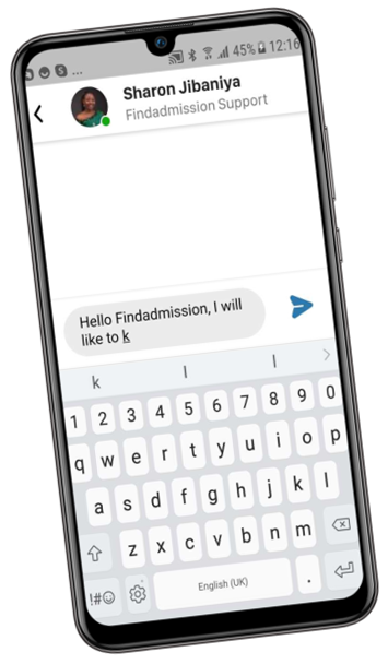 Chat Directly with Findadmission Support Personnel for Free on the Findadmission Mobile App